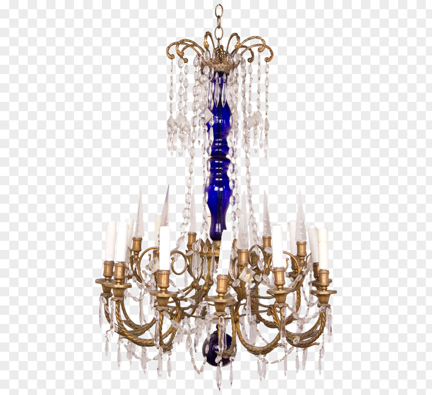 European Crystal Chandeliers Chandelier 01504 Cobalt Blue Brass PNG