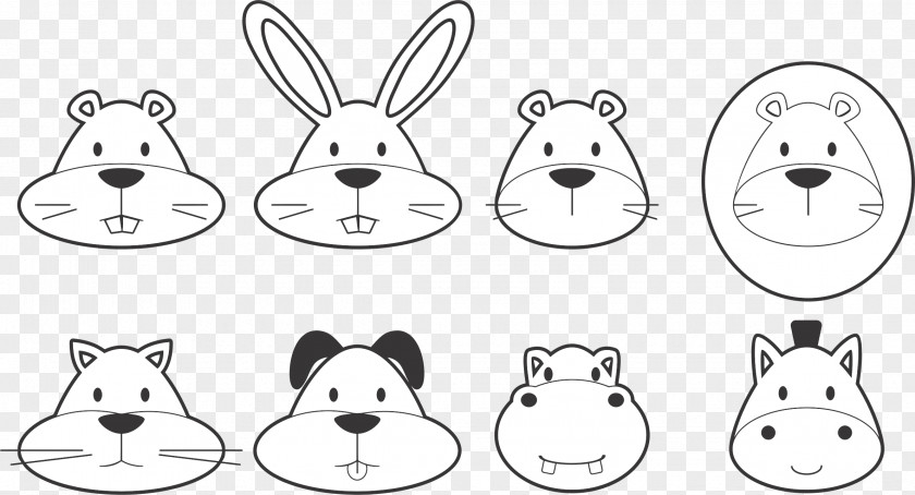Creative Animal Heads Drawing Dog Line Art Clip PNG