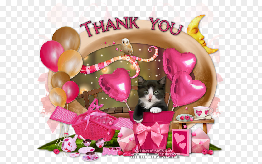 Thank You Kitten Pink M Magenta Valentine's Day Map PNG