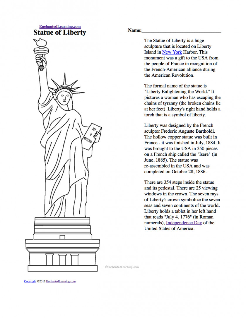 Coloring Book Page Of Statue Liberty The New Colossus Drawing PNG