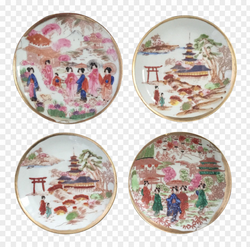Hand Painted Japanese Bento Plate Chinoiserie Porcelain Platter Decorative Arts PNG