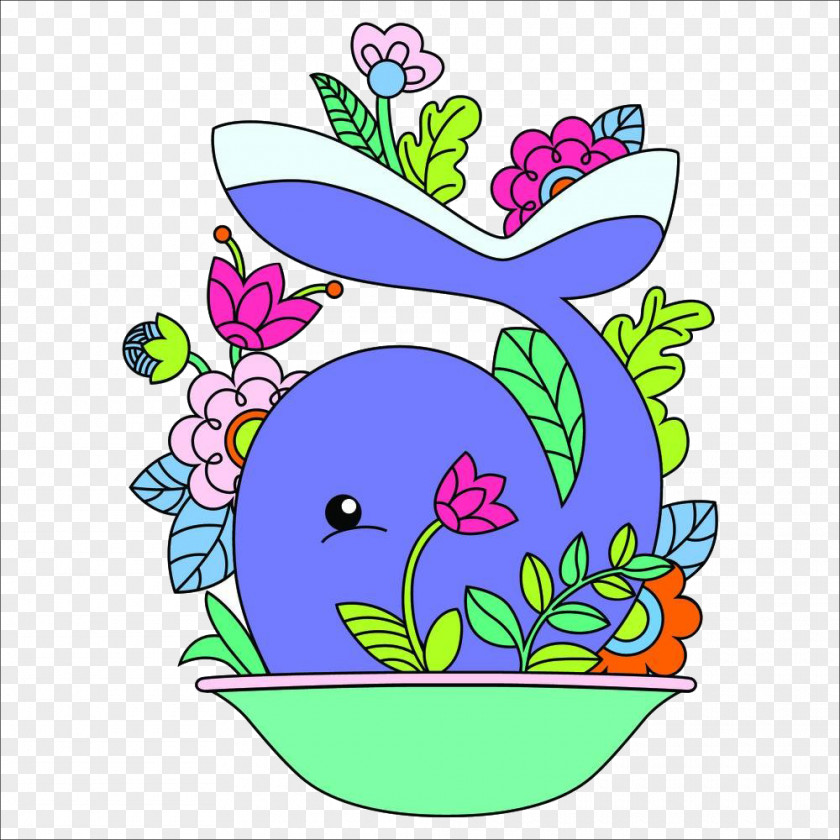 Cartoon Dolphin Flowers Royalty-free Stock Photography Illustration PNG