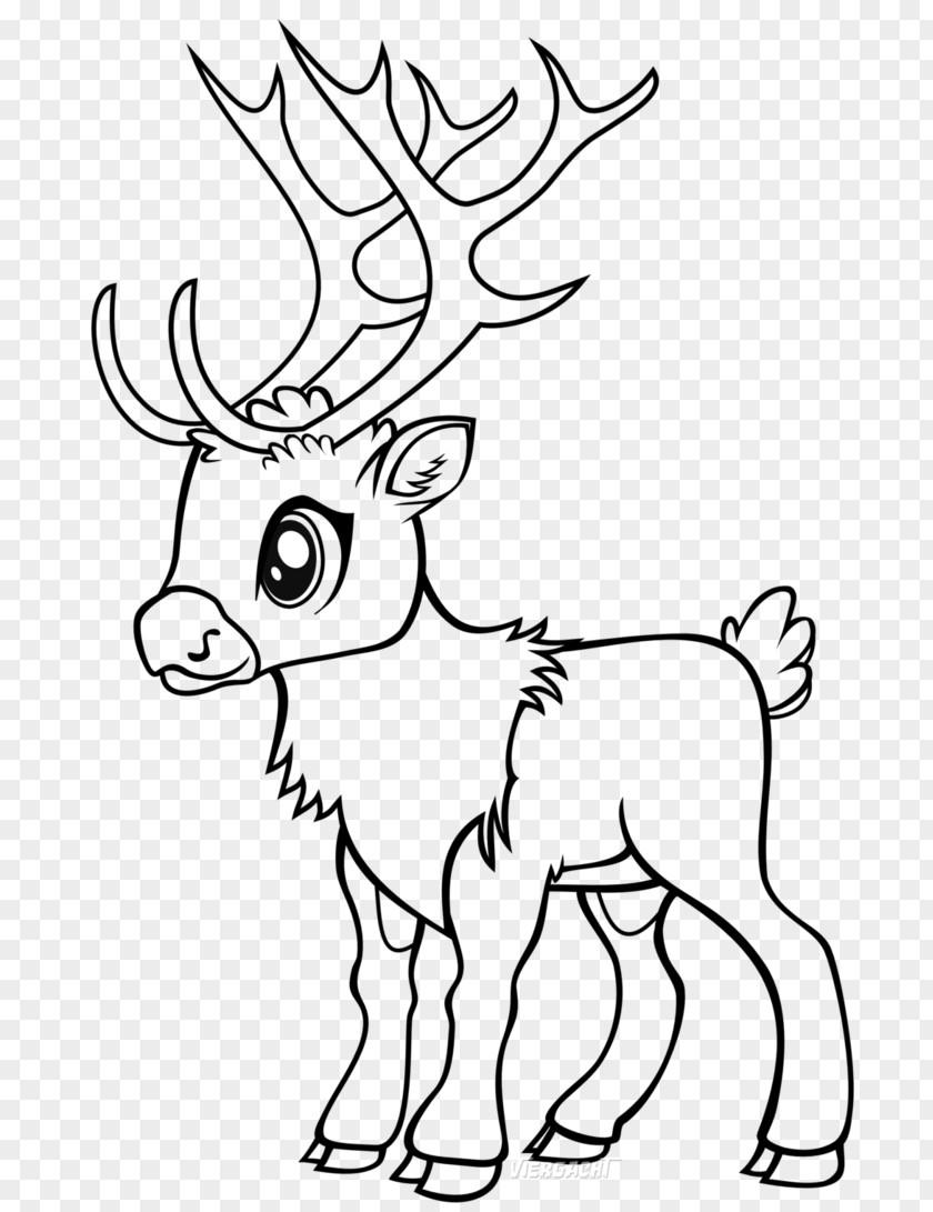 Hand-painted Reindeer Vector Line Art Drawing PNG