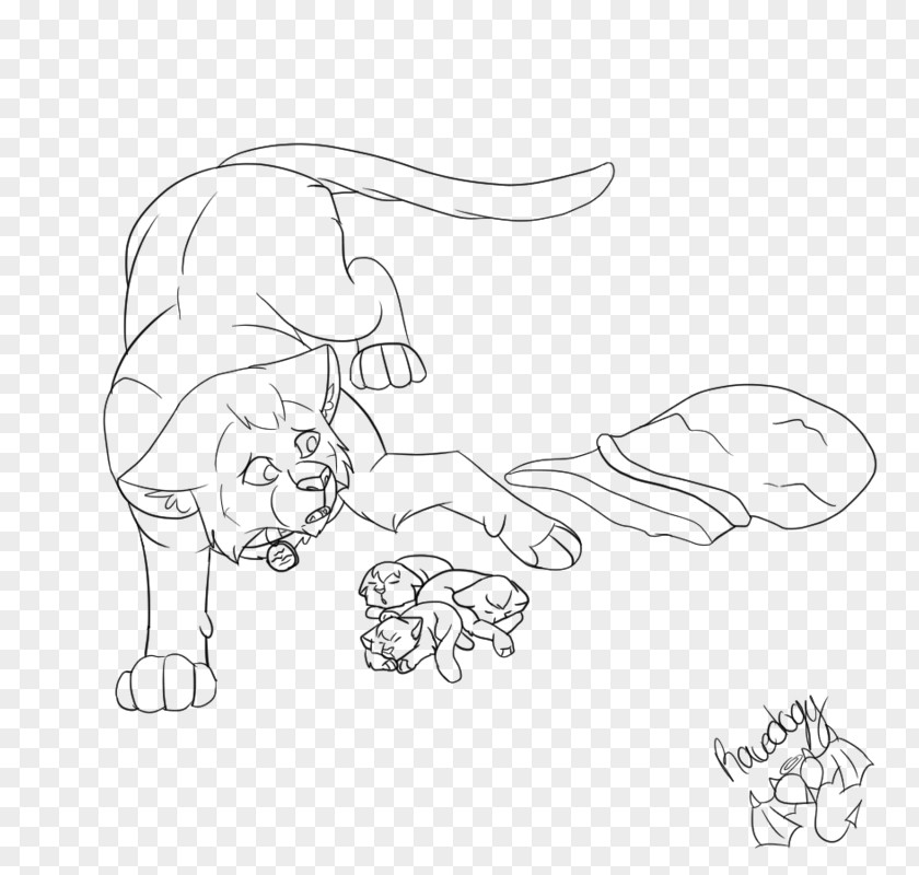 Mother Cat Drawing Line Art Carnivora Clip PNG