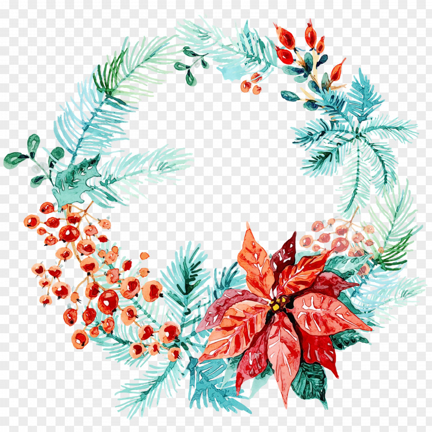 Wreath Watercolor Painting Christmas Day Garland PNG