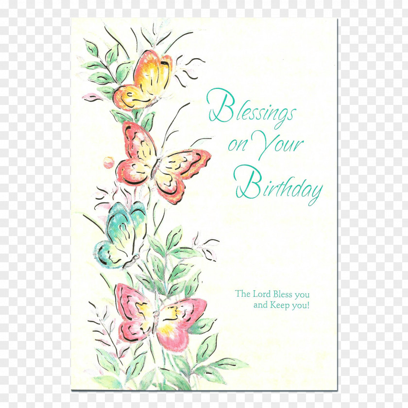 Birthday Floral Design Greeting & Note Cards Blessing PNG
