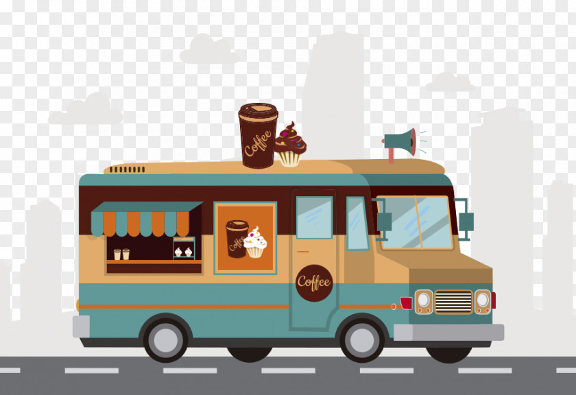 Ice Cream Car Vector Elements Fast Food Truck Illustration PNG