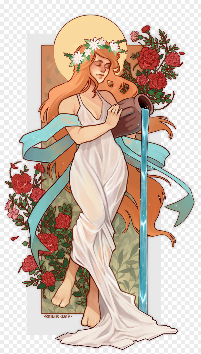 Aquarius Art Floral Design Commission PNG