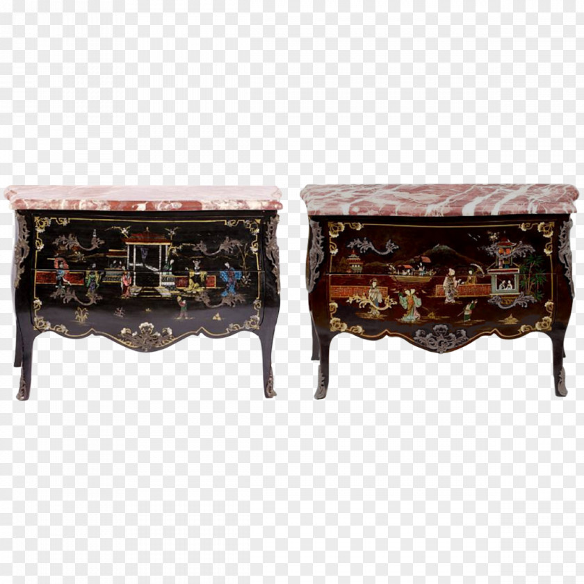 Hand-painted Living Room Bedside Tables Louis Quinze Commode Chinoiserie PNG