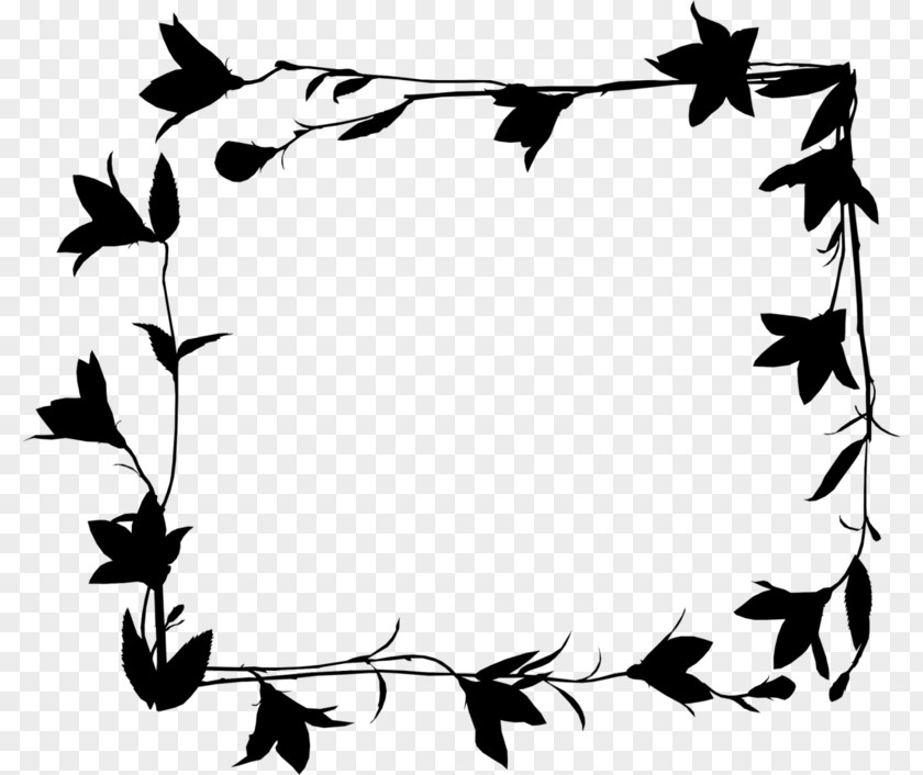 M Pattern Leaf Flower Clip Art Black & White PNG