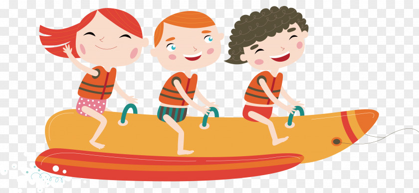 Vector Painted Dragon Boat Rowing Illustration PNG
