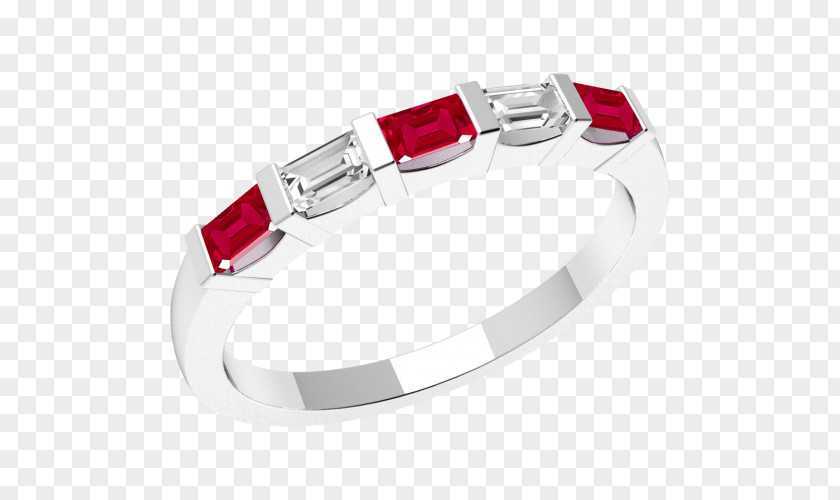Pink Heart Pendant Baguette Ruby Eternity Ring Diamond Cut PNG