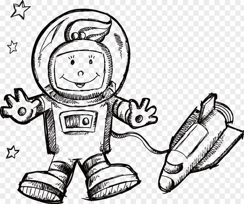 Astronaut Coloring Book Outer Space Spacecraft PNG