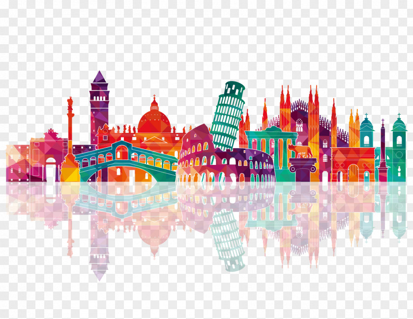 Colorful City Silhouette Italy Skyline Royalty-free Drawing PNG