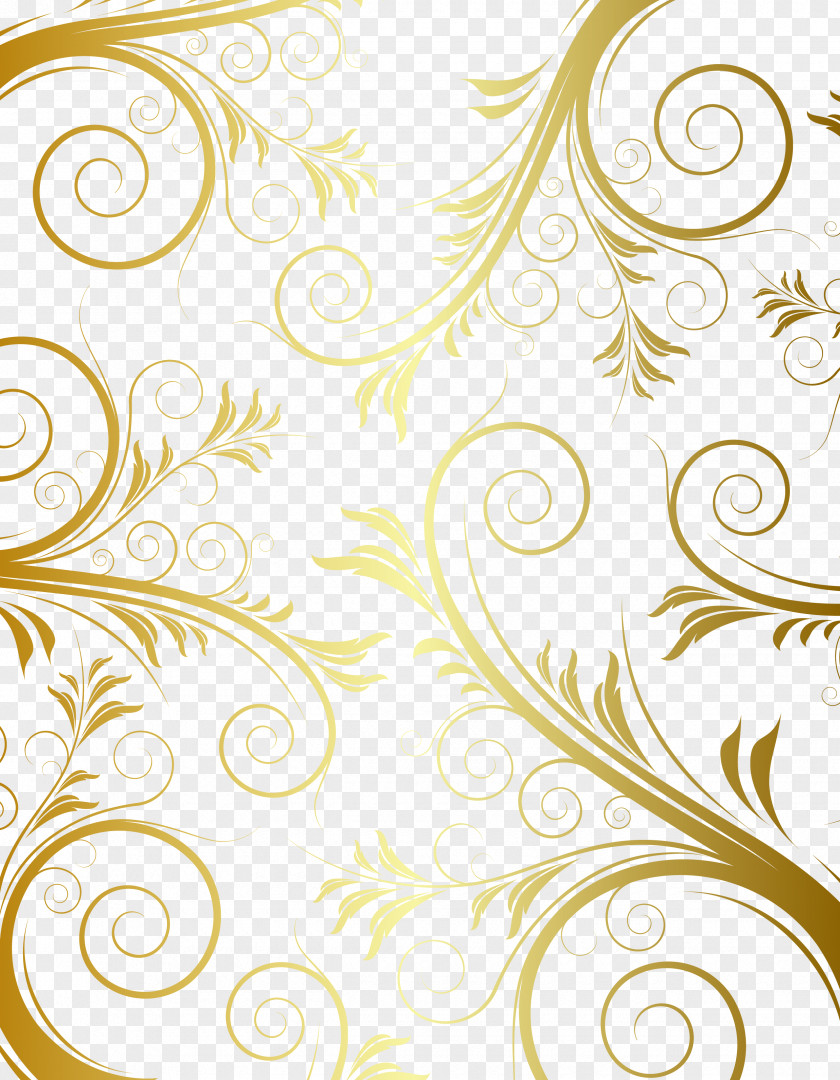 European Gold Border Pattern Floral Design PNG