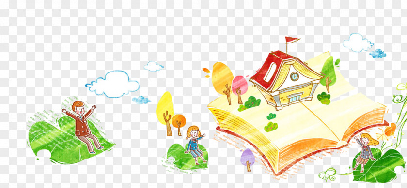 House On Books Learning Cartoon Comics Animation Illustration PNG