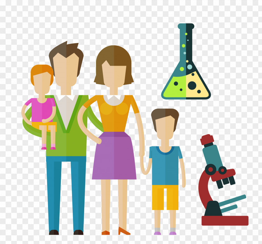 Vector Character Material Family Cartoon Illustration PNG