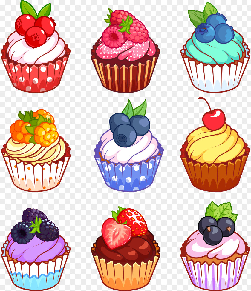 Vector Fruit Cupcake Muffin Gugelhupf Cartoon PNG