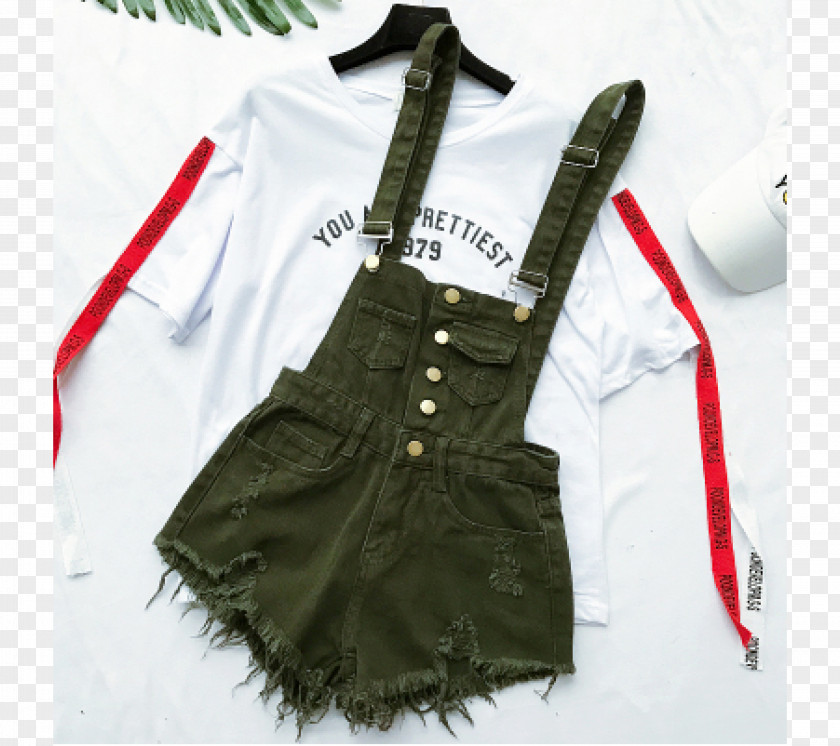 Woman Overall Romper Suit Shorts Denim Braces PNG