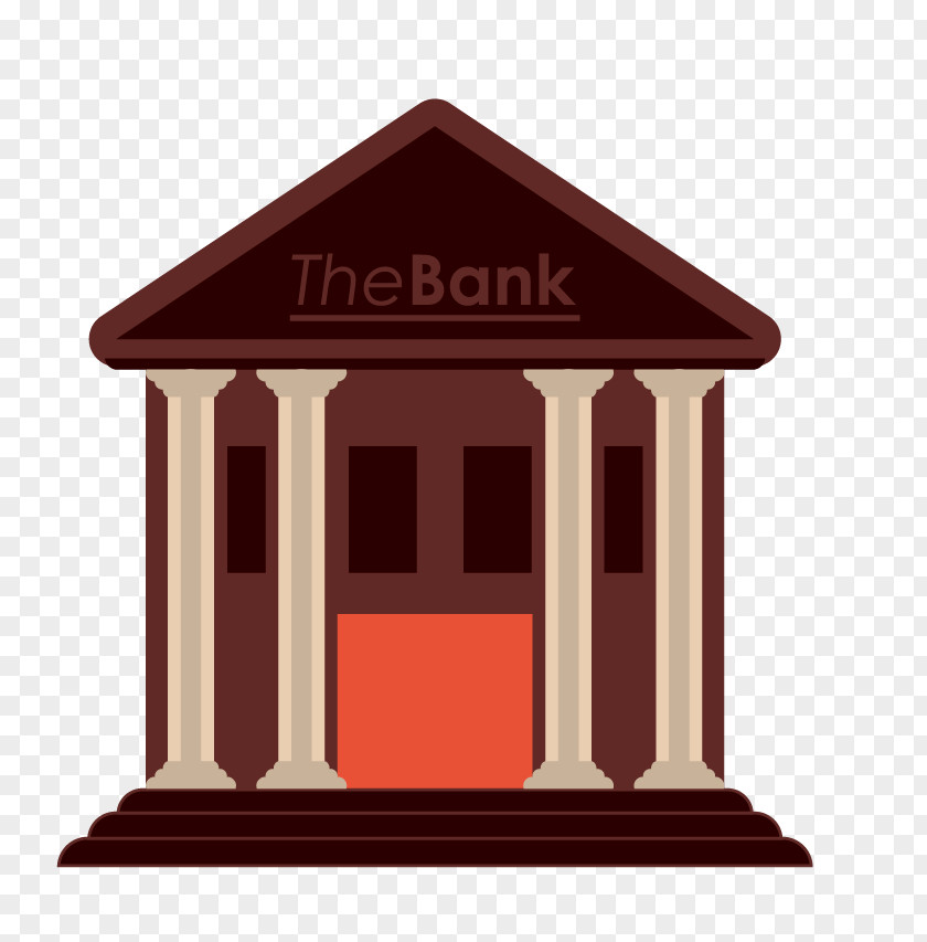 Bank Building Flat Design Architecture Illustration PNG