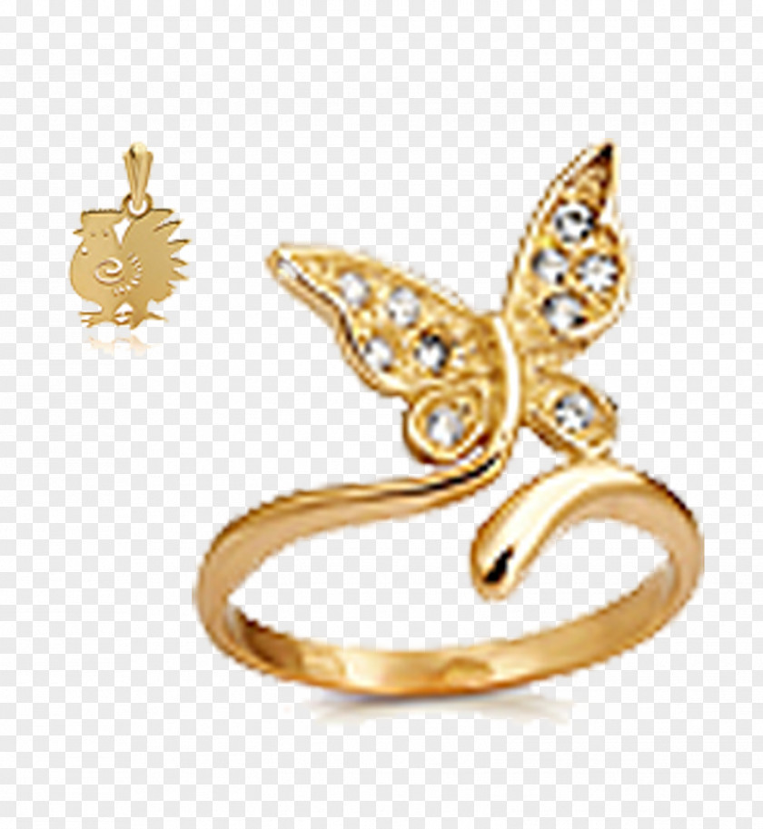 Butterfly Earring Amulet Gold PNG
