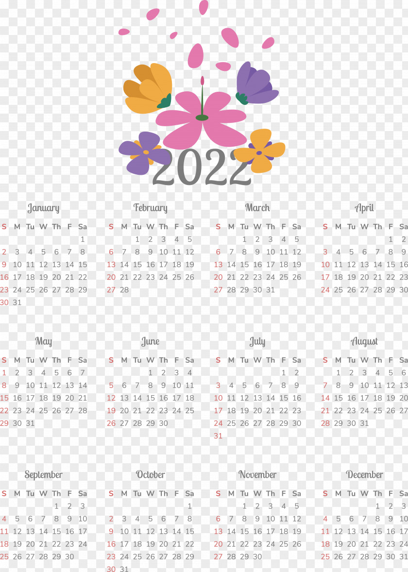 Calendar Flower Font Yellow Petal PNG
