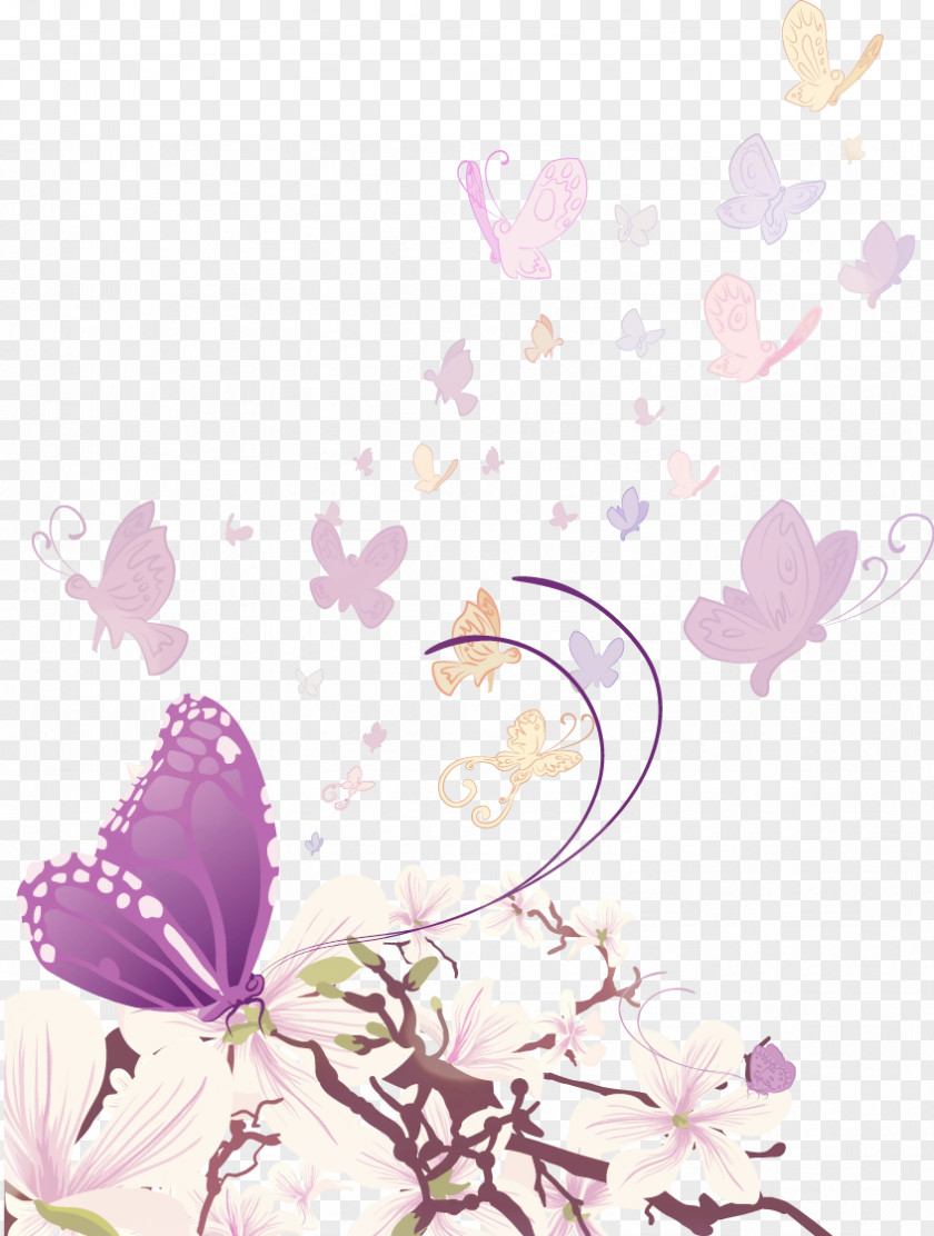 Swirling Butterfly Euclidean Vector Flower Illustration PNG
