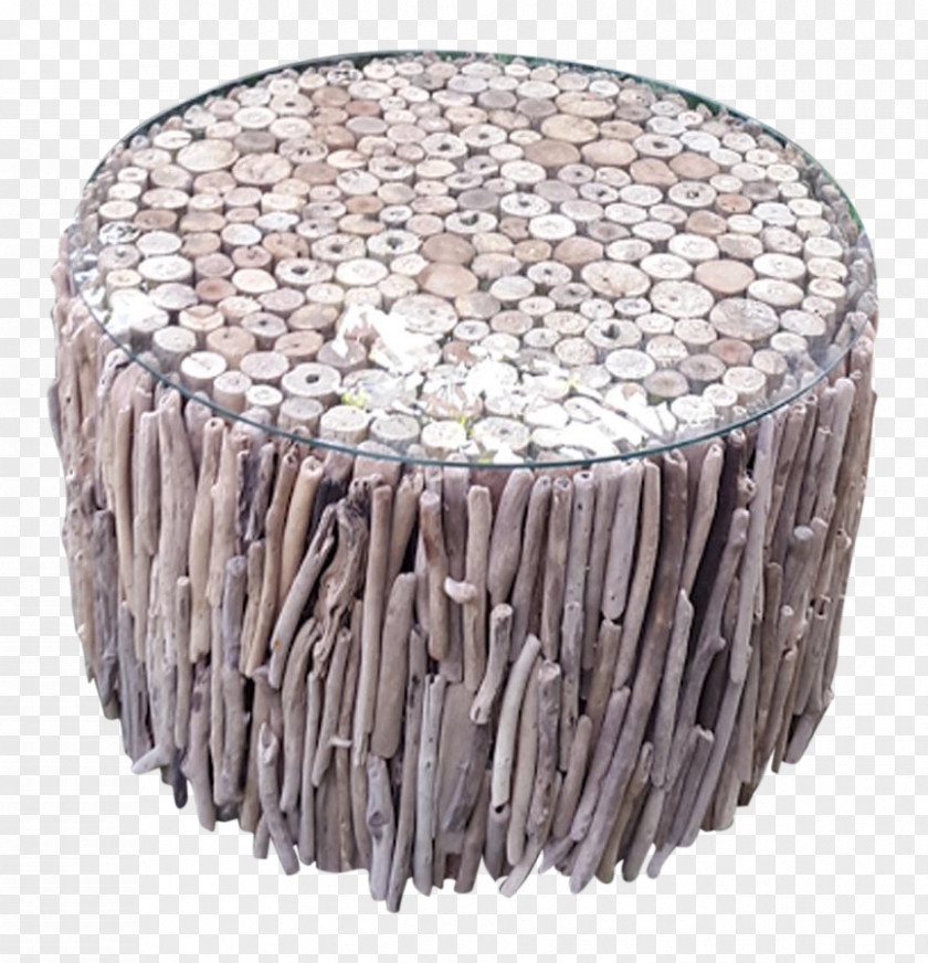 Table Coffee Tables 'Driftwood' Driftwood Round With Glass Top PNG
