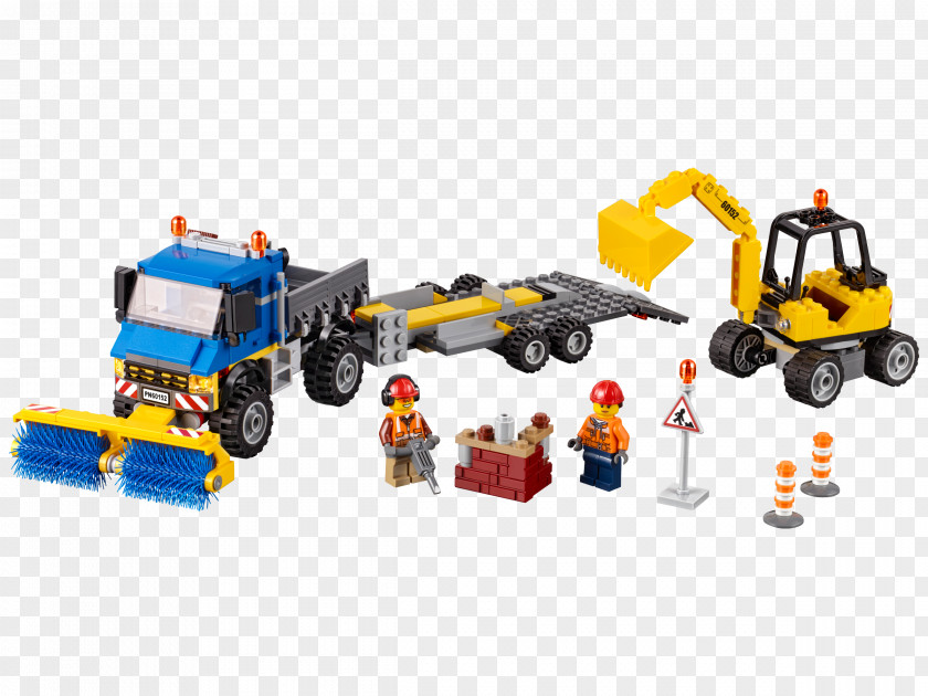 Toy LEGO 60152 City Sweeper & Excavator Lego Minifigure Block PNG