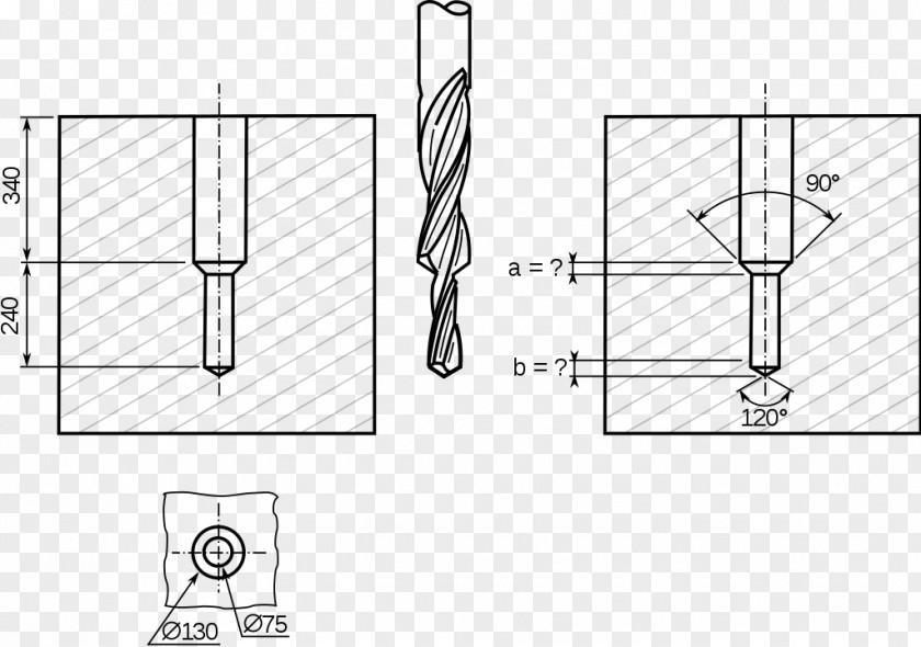 Foret Drill Bit Technical Drawing Door Walbro PNG