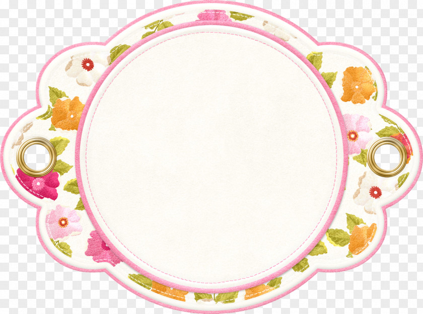 Flower Print Mirror Plate Porcelain Platter Tableware PNG