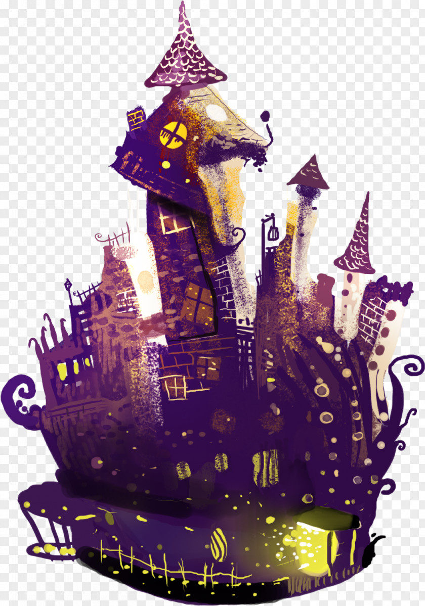 Vintage Halloween Castle Boszorkxe1ny Illustration PNG