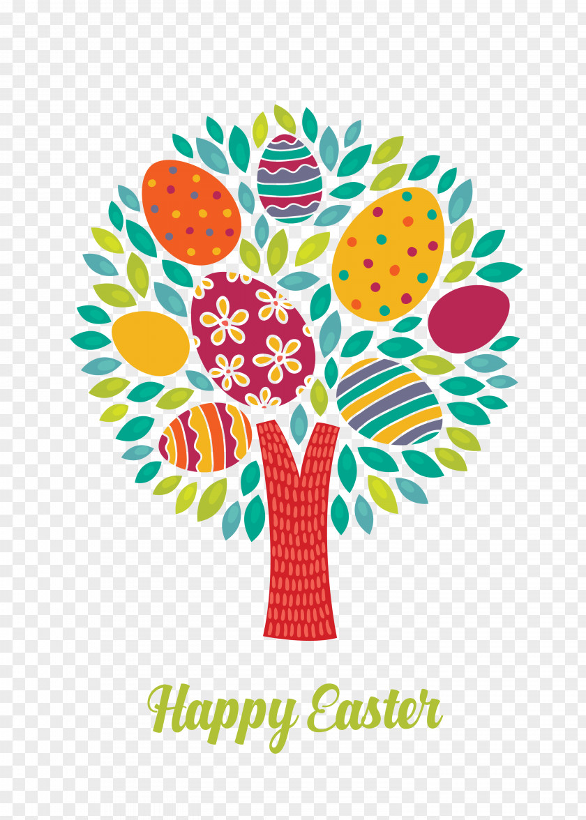 Easter Egg Tree Illustration PNG