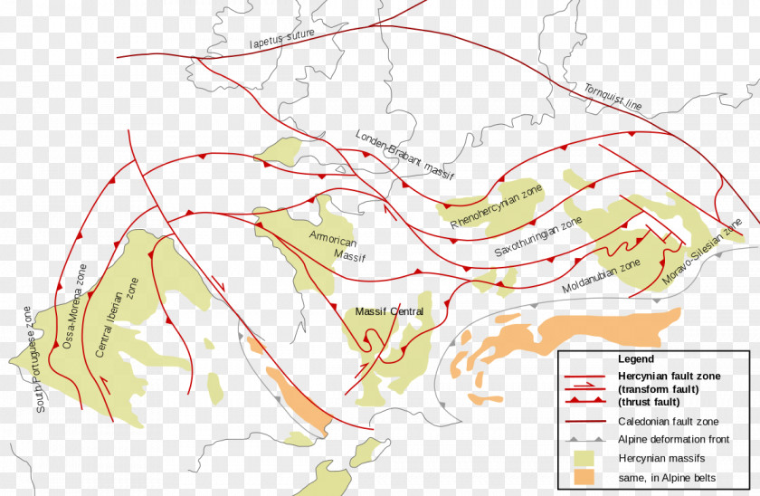 Geology Variscan Orogeny Rhenohercynian Zone Armorican Massif Saxothuringian Caledonian PNG