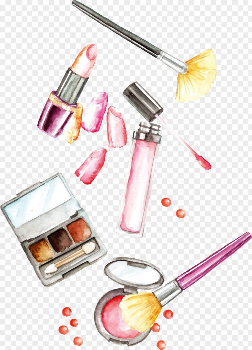 Cosmetics Vector Painting Lotion Lipstick Brush PNG