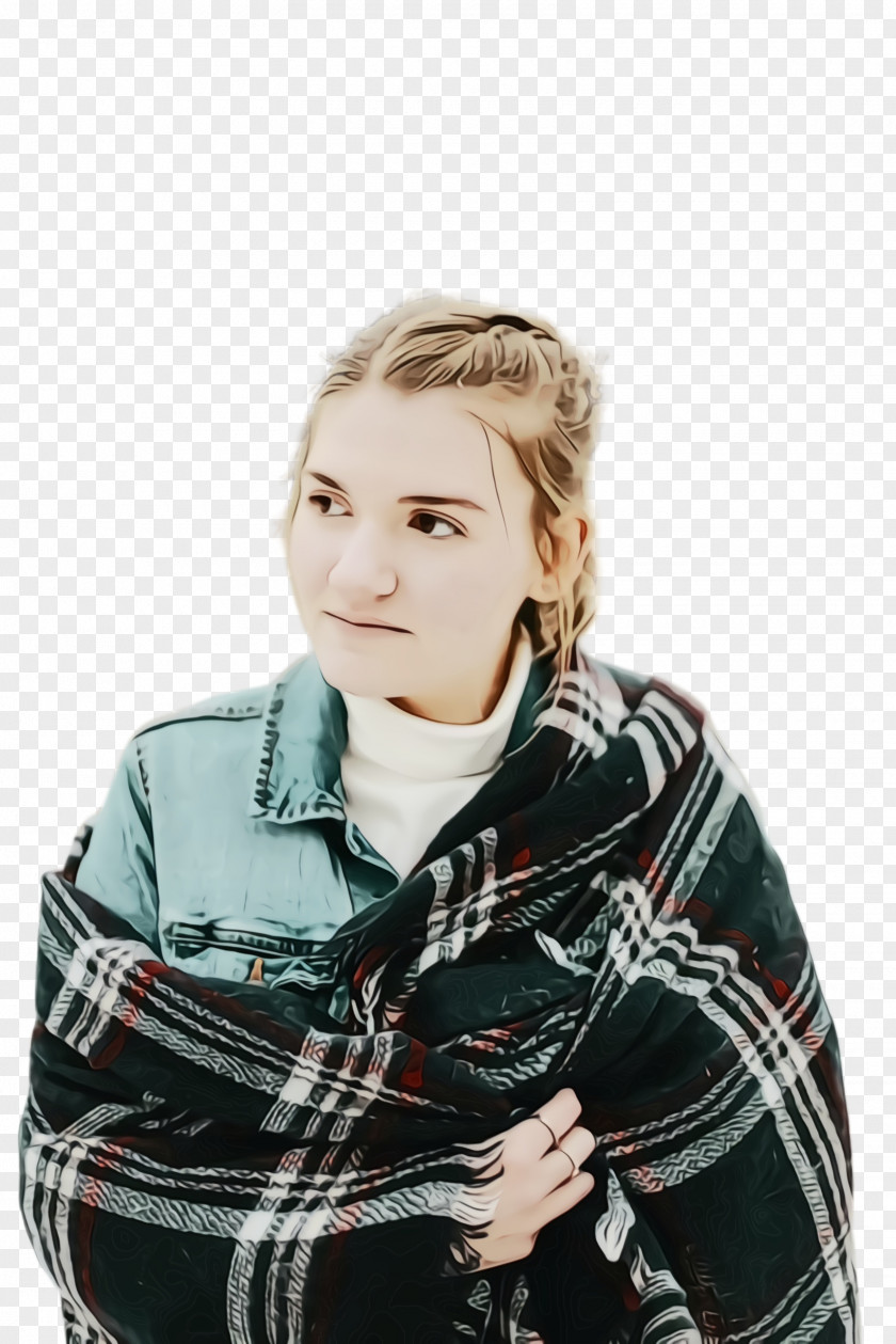 Plaid Textile Winter Girl PNG