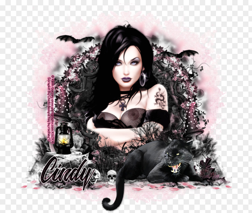 S Gothic Black Hair PNG