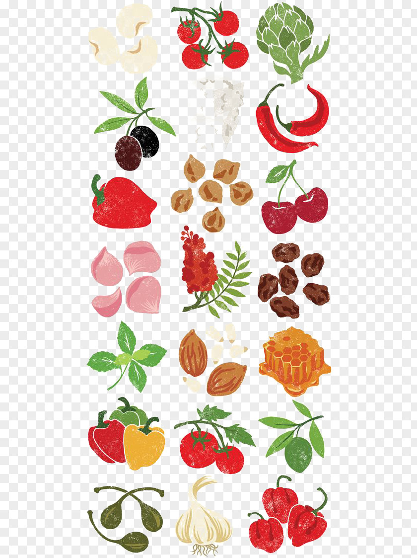 Vegetable And Fruit Strawberry Persimmon Illustration PNG
