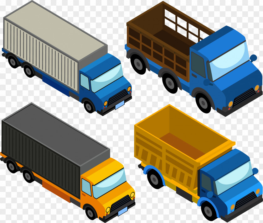 Large Container Truck Pickup Car Illustration PNG