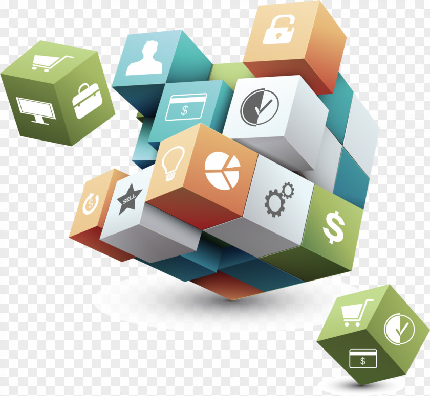 Cubes Digital Marketing Information Service Business PNG