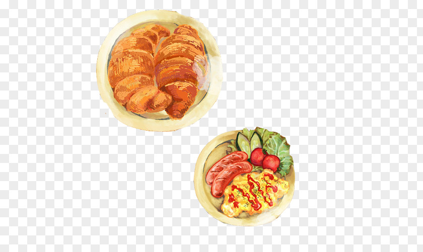Horn Bread Vegetable Salad Hand Painting Material Picture Quiche Omurice Gimbap Breakfast Fried Rice PNG