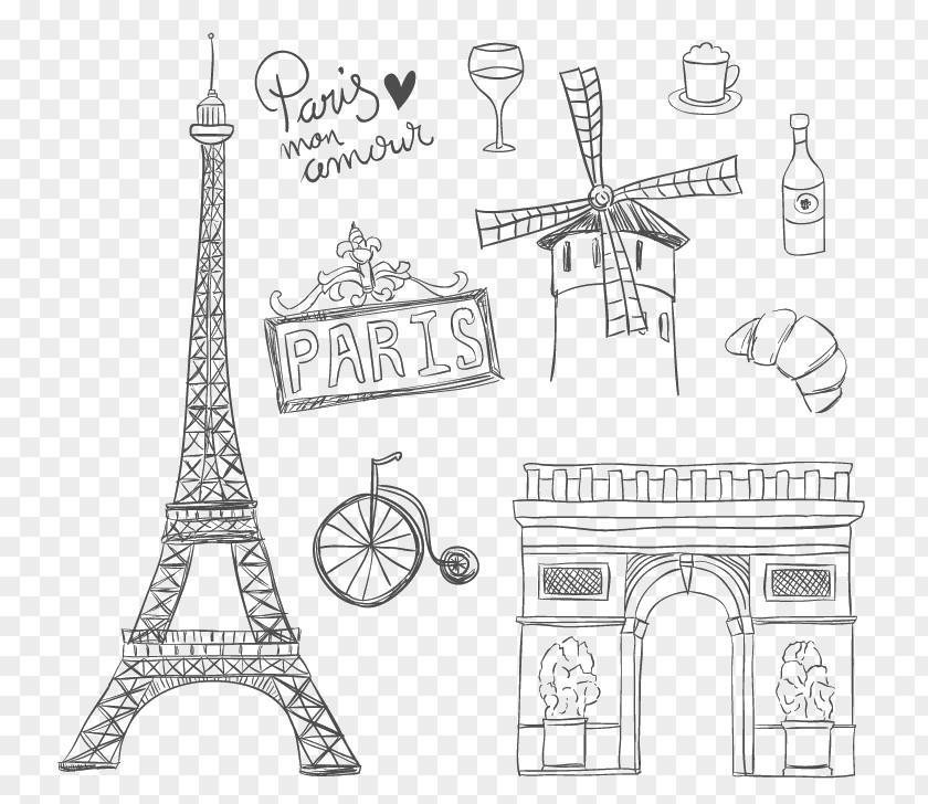 Hand-painted Paris Euclidean Vector Drawing PNG