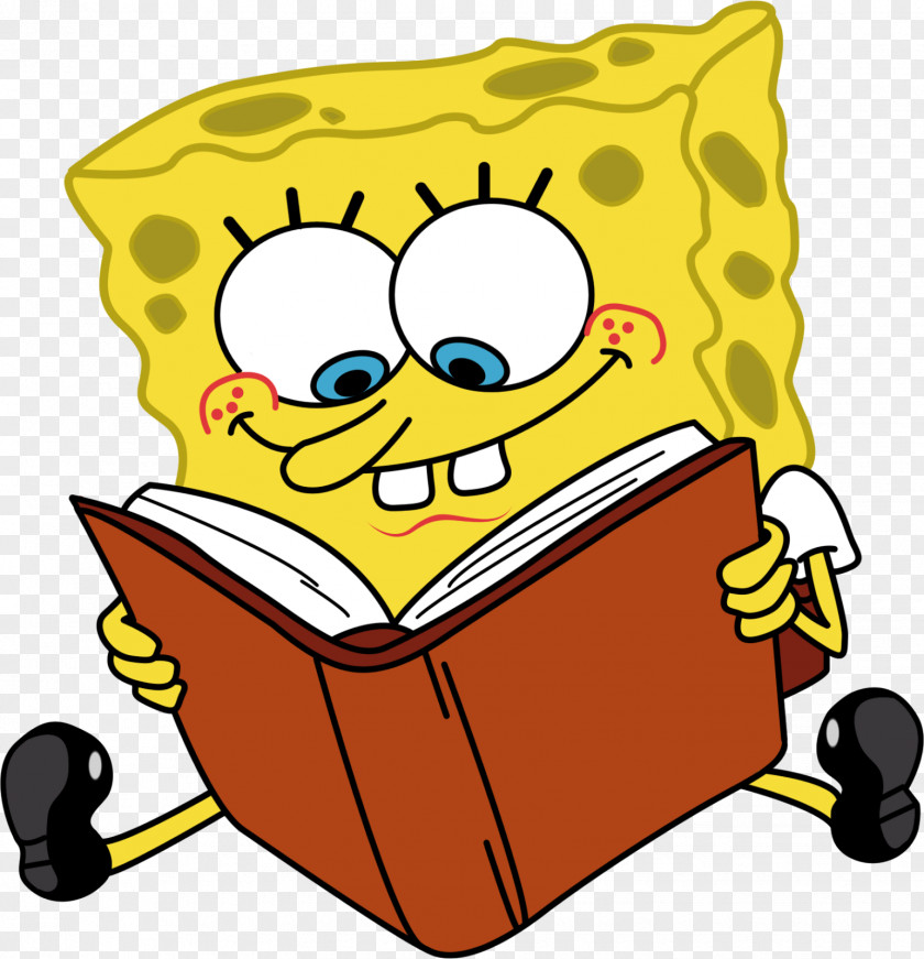 Cartoon Characters Spongebob Reading Book Animation Clip Art PNG