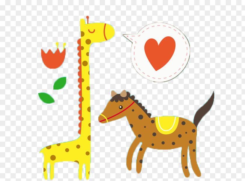 Cartoon Giraffe And Spotted Horse Vector Material Northern Okapi Zebra PNG