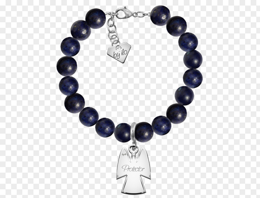 Silver Charm Bracelet Onyx Sodalite Bead PNG