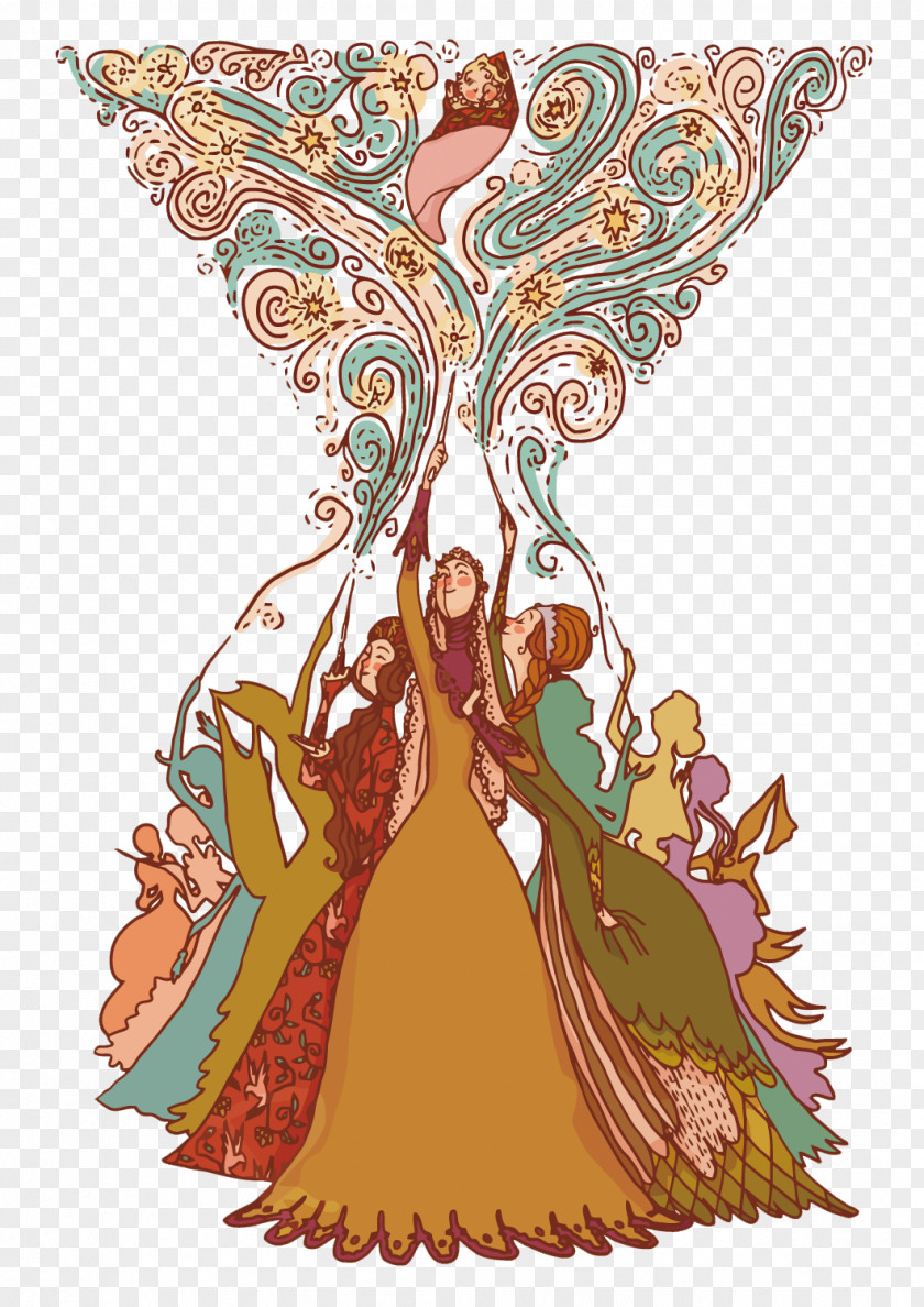 Vector Sleeping Beauty Briar Rose Fairy Tale Illustration PNG