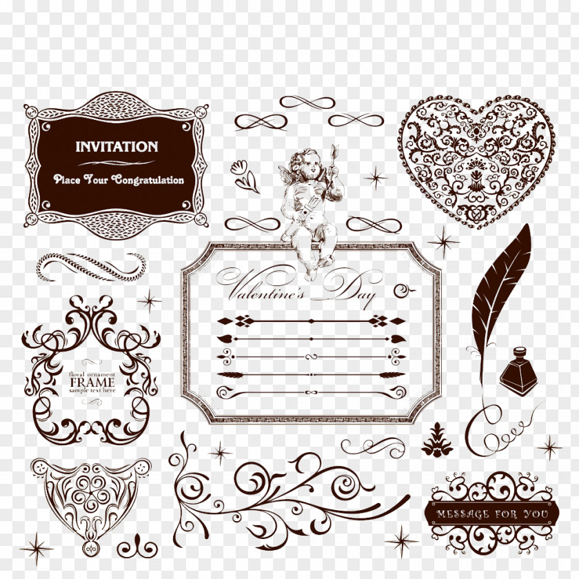 Vector Wedding Border Heart Royalty-free Ornament Illustration PNG