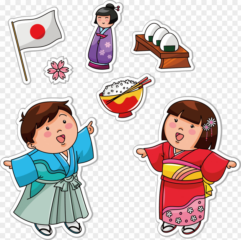 Cartoon Children Japanese Cuisine Onigiri Sushi PNG