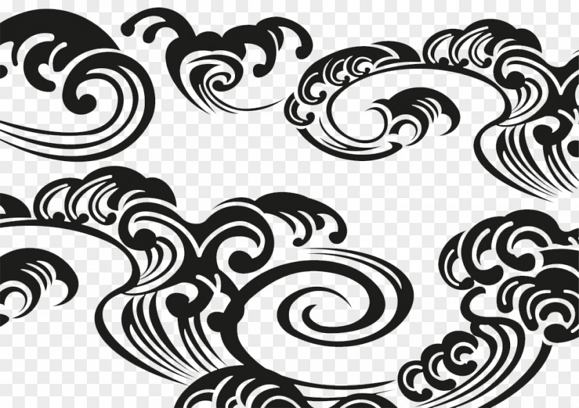 Cloud Wave Tattoo Tribe Euclidean Vector PNG