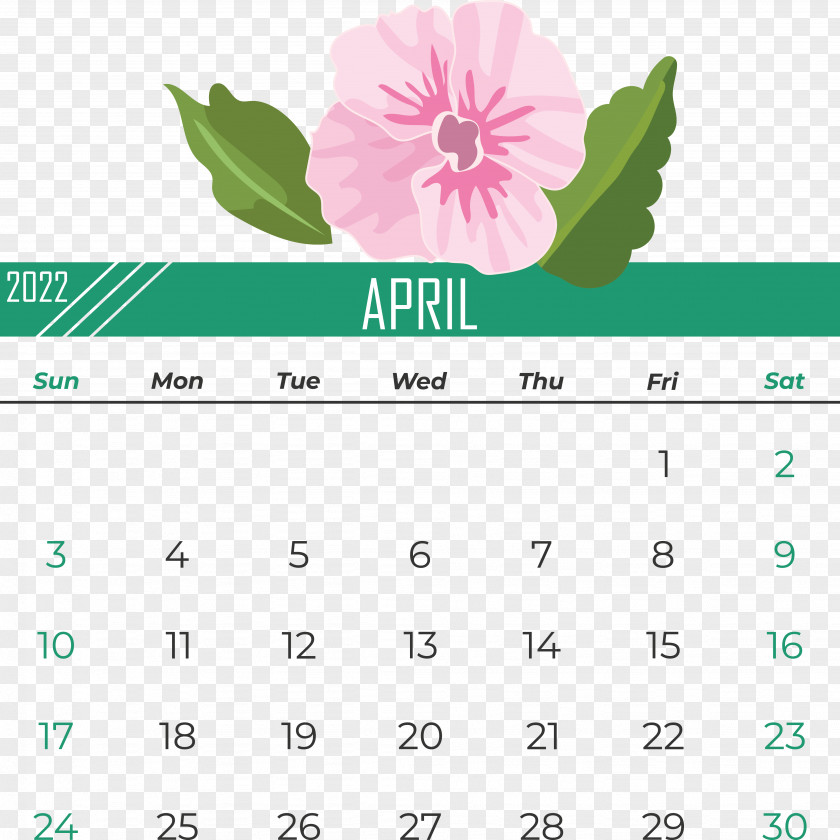 Flower Leaf Calendar Font Green PNG